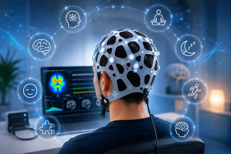 Neurofeedback brain monitoring used in clinical and performance settings